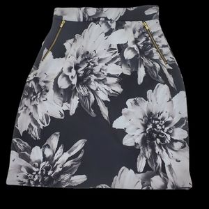 H & M Floral skirt with gold Zippers